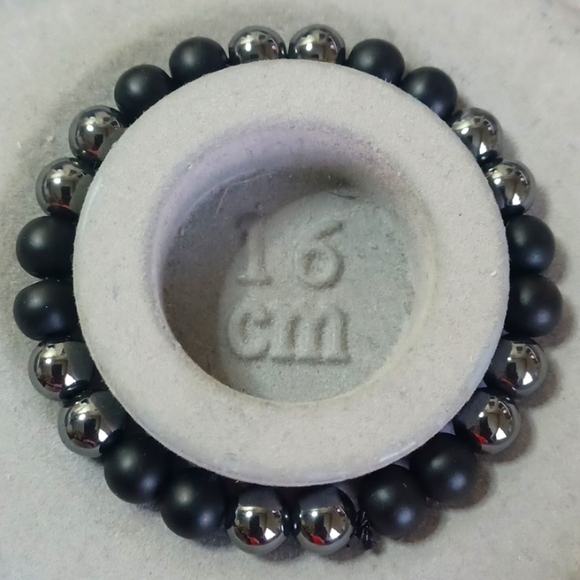 Black Matt Black zinc bead bracelet - Picture 1 of 1